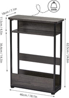 Narrow Side Table with Storage Shelf 3 Tier