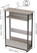 Narrow Side Table with Storage Shelf 3 Tier