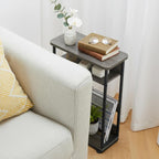Narrow Side Table with Storage Shelf 3 Tier