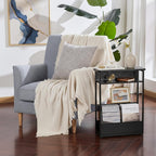 Narrow Side Table with Storage Shelf 3 Tier