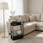 Narrow Side Table with Storage Shelf 3 Tier