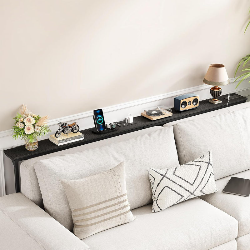 Narrow Sofa Table with Charging Station 200CM Behind