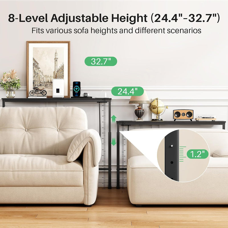 Narrow Sofa Table with Charging Station 200CM Behind
