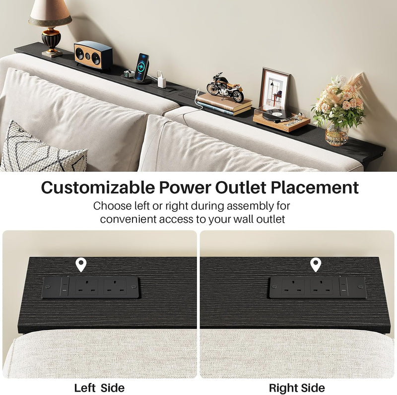 Narrow Sofa Table with Charging Station 200CM Behind