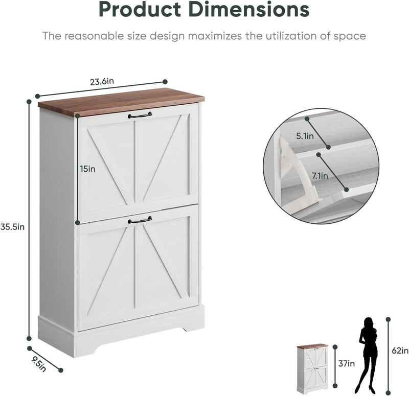 Shoe Cabinet Storage for Entryway with 2 Flip