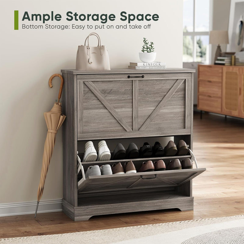 Shoe Cabinet Storage for Entryway with 2 Flip