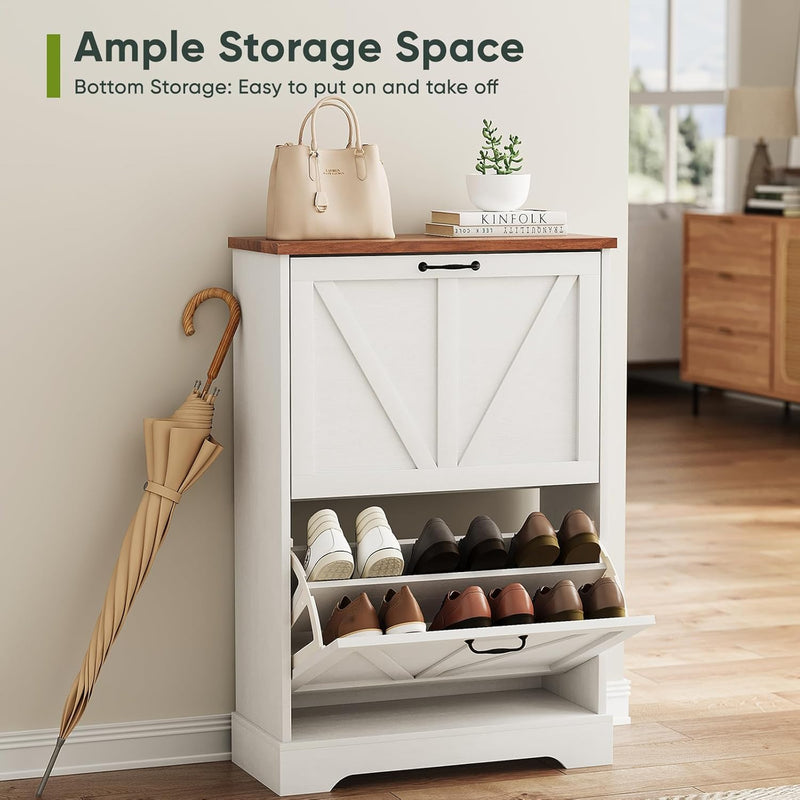 Shoe Cabinet Storage for Entryway with 2 Flip