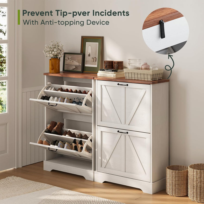 Shoe Cabinet Storage for Entryway with 2 Flip