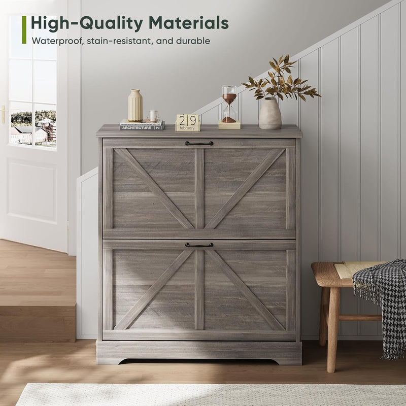 Shoe Cabinet Storage for Entryway with 2 Flip