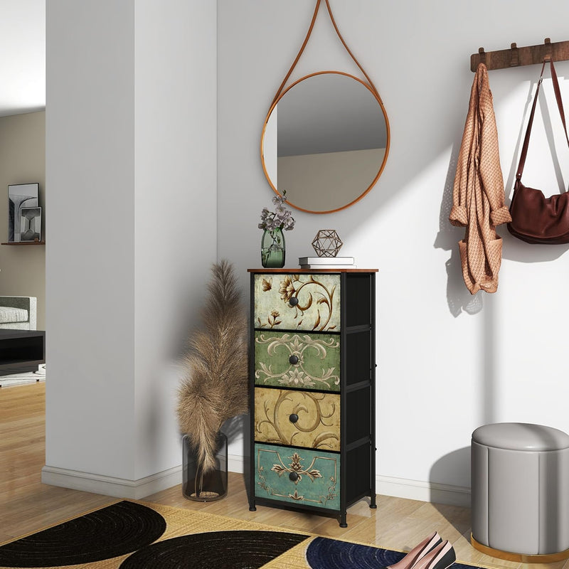 Narrow Tall Chest of Drawers 5 Fabric Drawer
