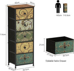 Narrow Tall Chest of Drawers 5 Fabric Drawer