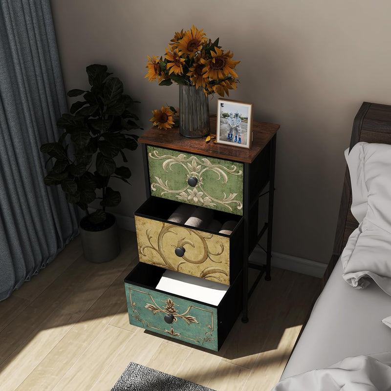 Narrow Tall Chest of Drawers 5 Fabric Drawer