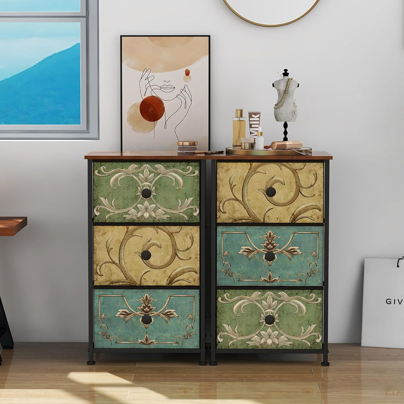 Narrow Tall Chest of Drawers 5 Fabric Drawer