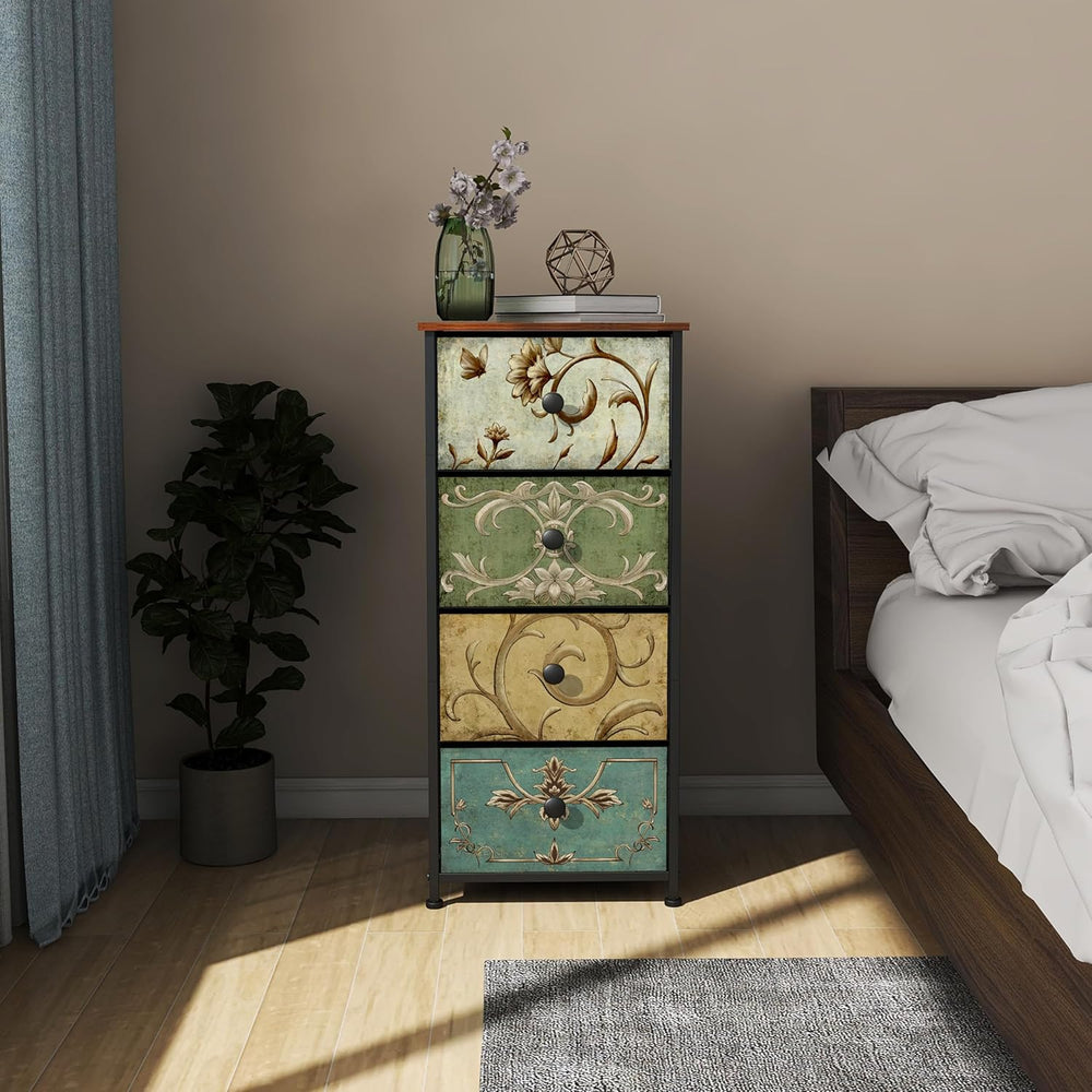 Narrow Tall Chest of Drawers 5 Fabric Drawer