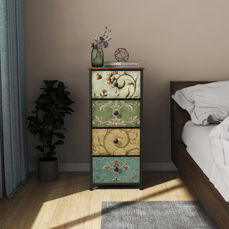 Narrow Tall Chest of Drawers 5 Fabric Drawer