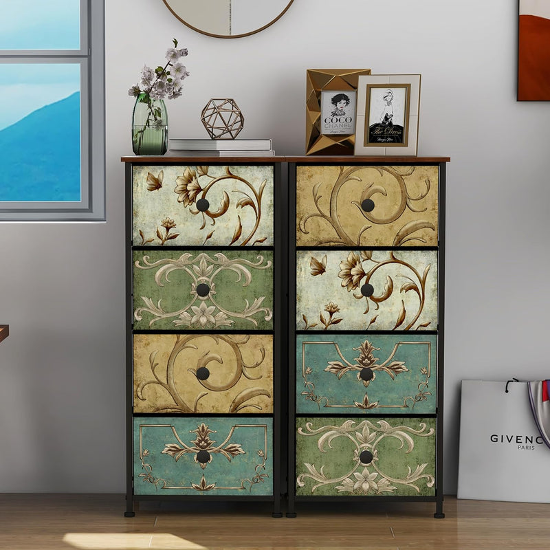 Narrow Tall Chest of Drawers 5 Fabric Drawer