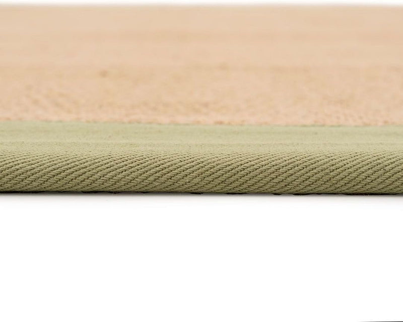 Natural Cotton Border Herringbone Jute Runner Rug Non