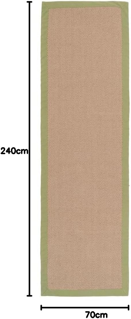 Natural Cotton Border Herringbone Jute Runner Rug Non