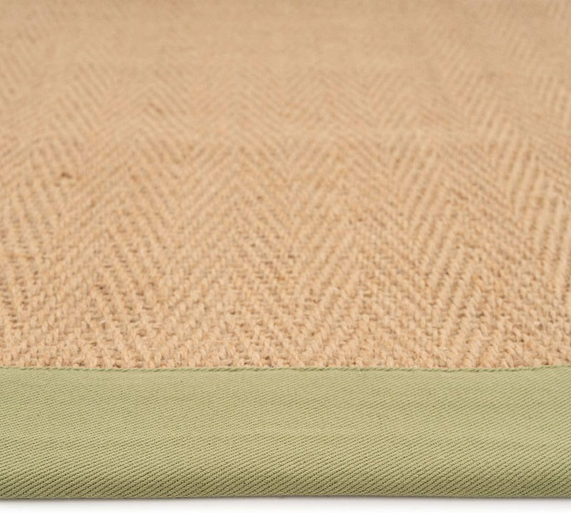 Natural Cotton Border Herringbone Jute Runner Rug Non