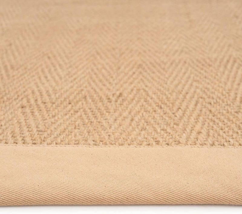 Natural Cotton Border Herringbone Jute Runner Rug Non