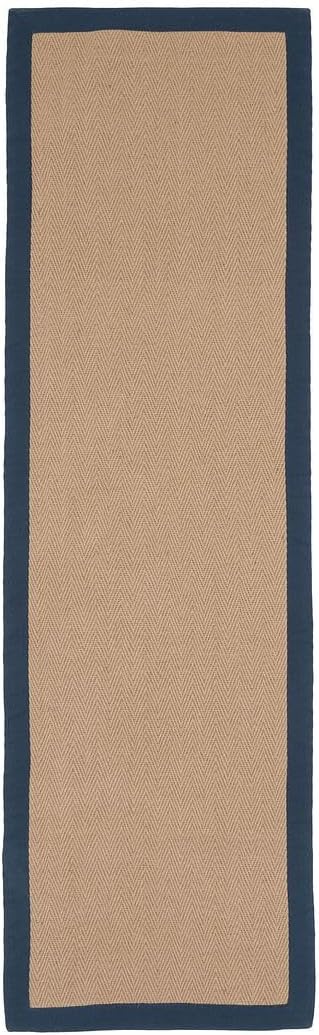 Natural Cotton Border Herringbone Jute Runner Rug Non