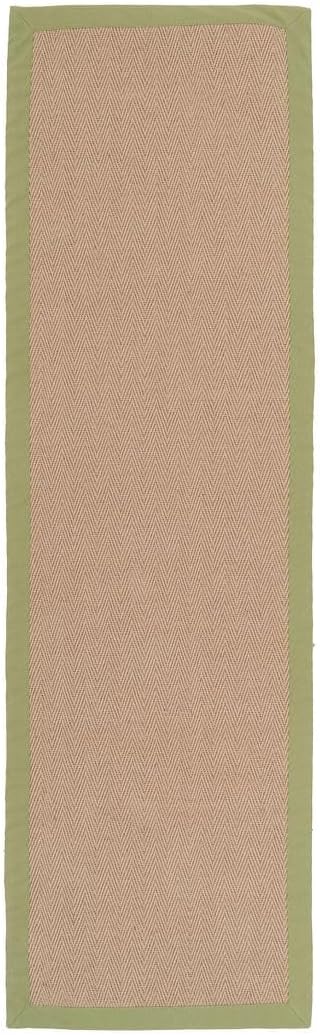 Natural Cotton Border Herringbone Jute Runner Rug Non