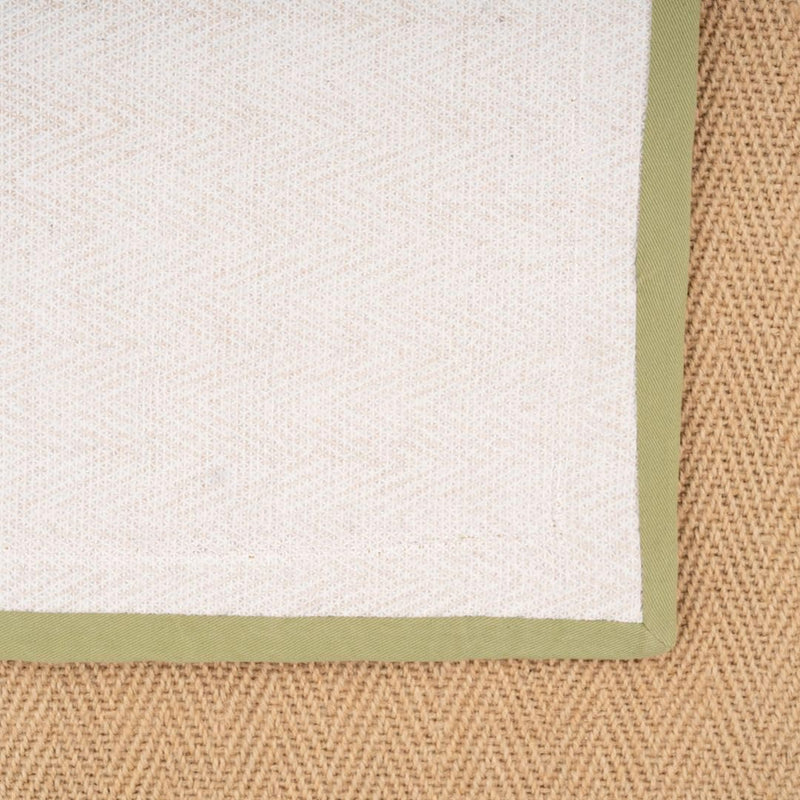 Natural Cotton Border Herringbone Jute Runner Rug Non