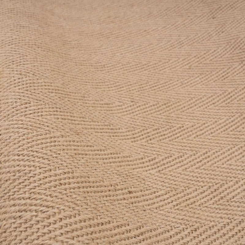 Natural Cotton Border Herringbone Jute Runner Rug Non