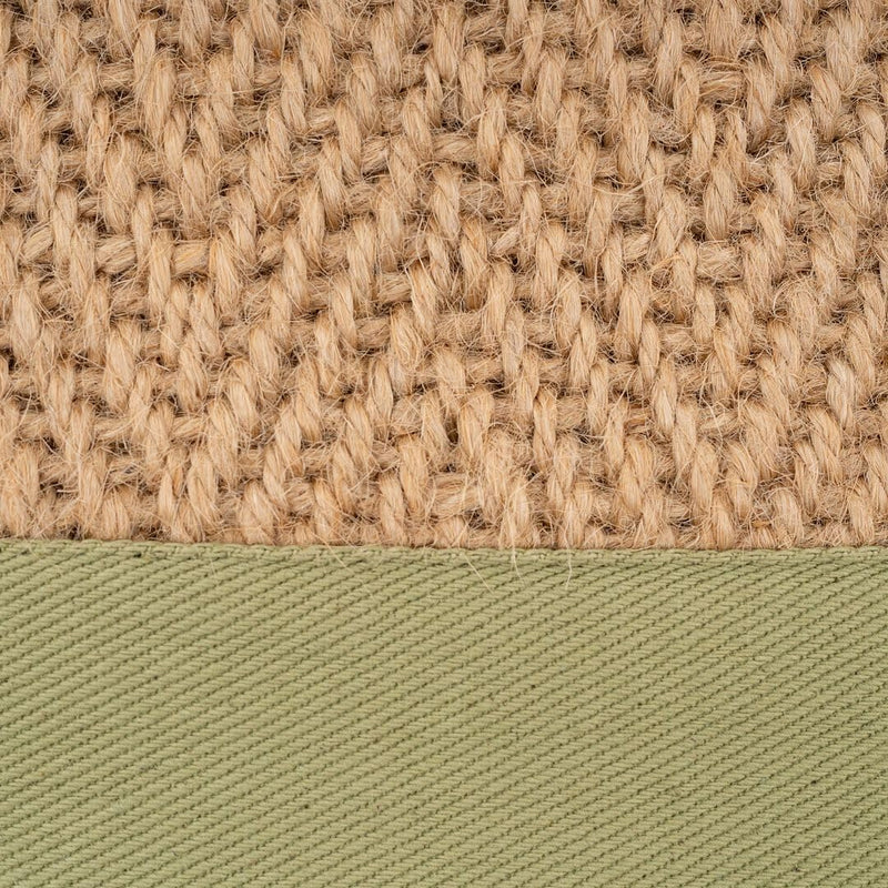 Natural Cotton Border Herringbone Jute Runner Rug Non