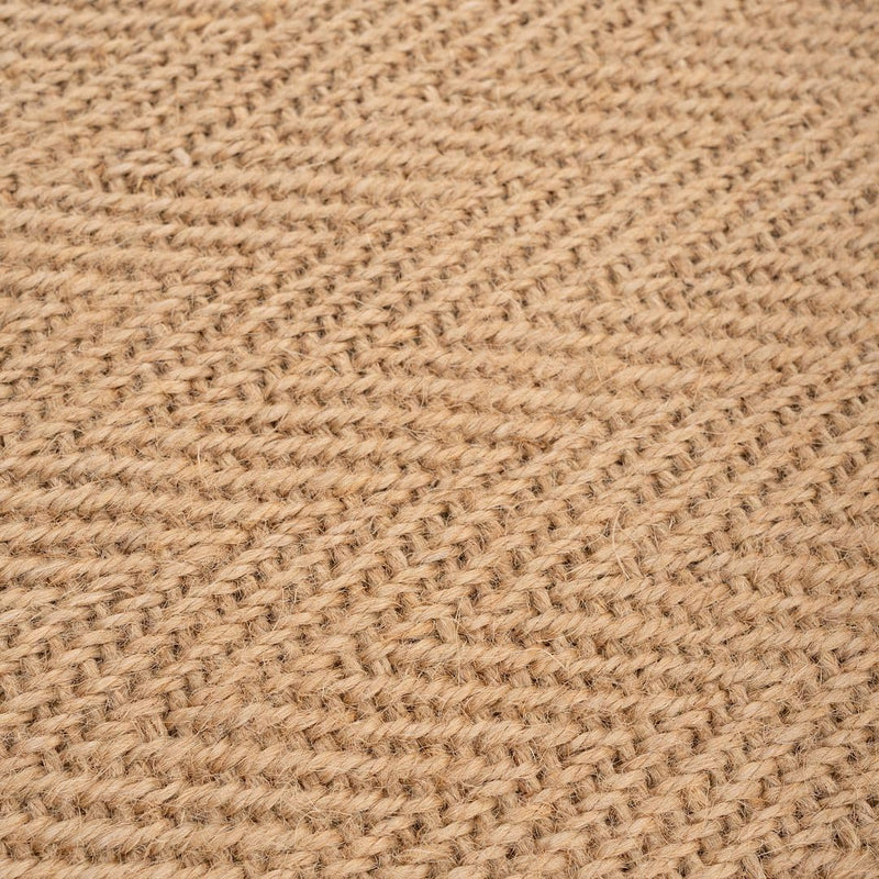 Natural Cotton Border Herringbone Jute Runner Rug Non