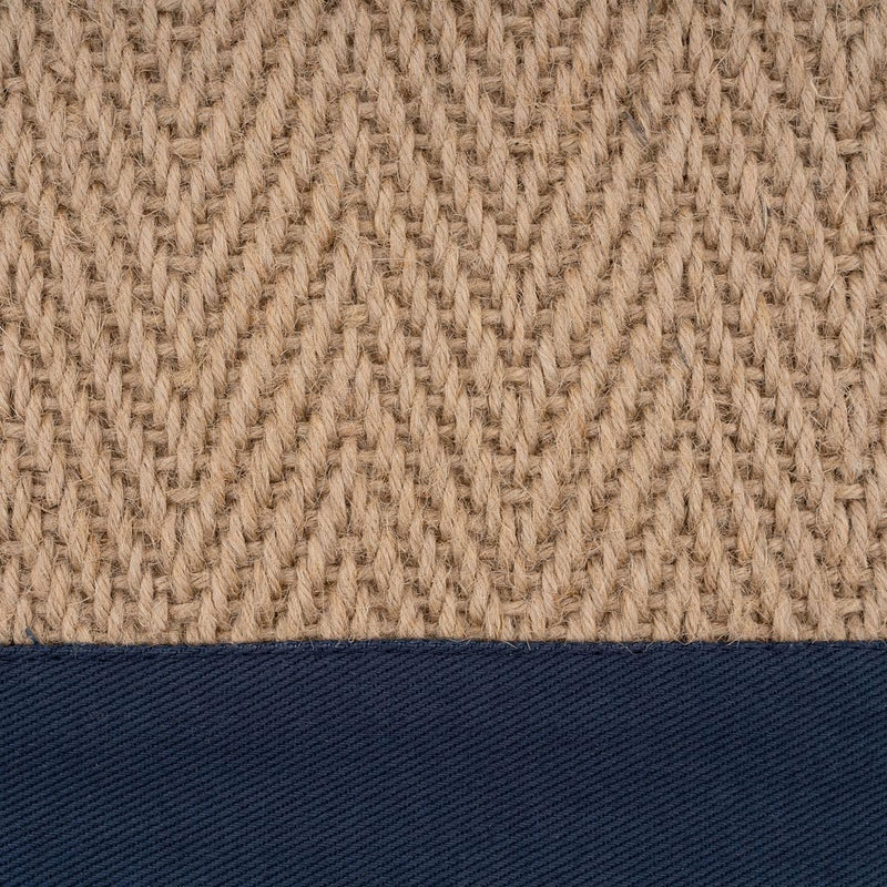 Natural Cotton Border Herringbone Jute Runner Rug Non