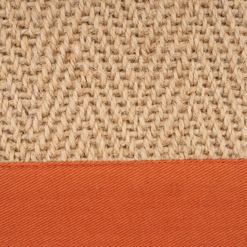 Natural Cotton Border Herringbone Jute Runner Rug Non