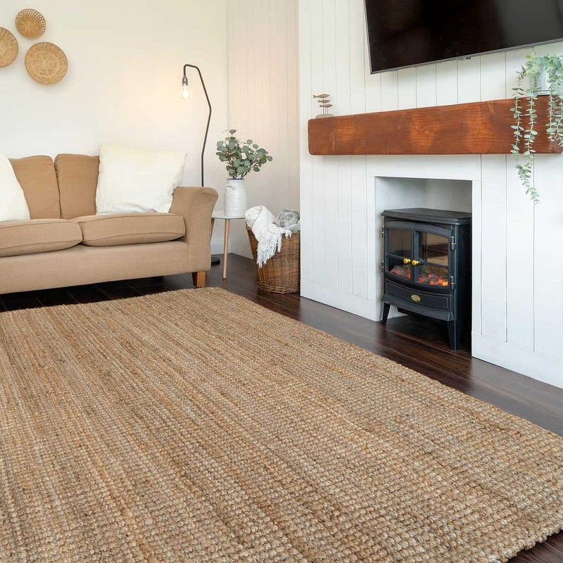 Natural Durable Eco Friendly Jute Area Rug Flatwoven