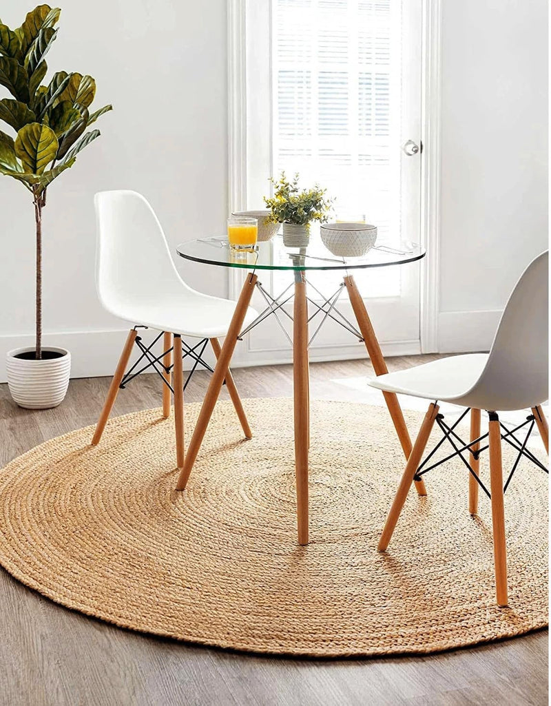 Natural Handwoven Braided Jute Area Rug