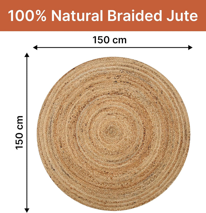 Natural Handwoven Braided Jute Area Rug