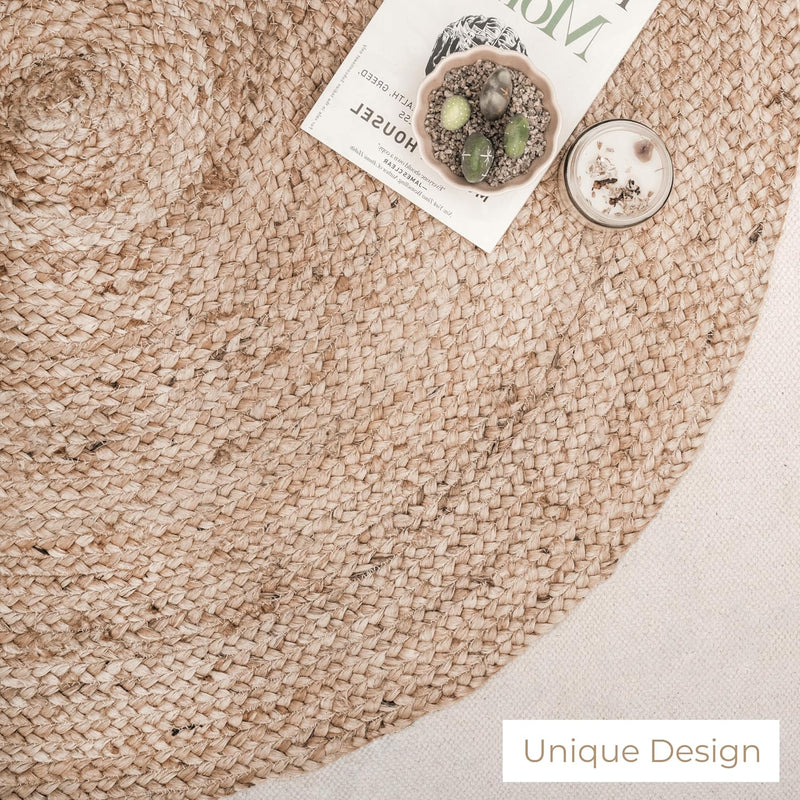 Natural Handwoven Jute Area Rug Oval