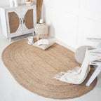 Natural Handwoven Jute Area Rug Oval