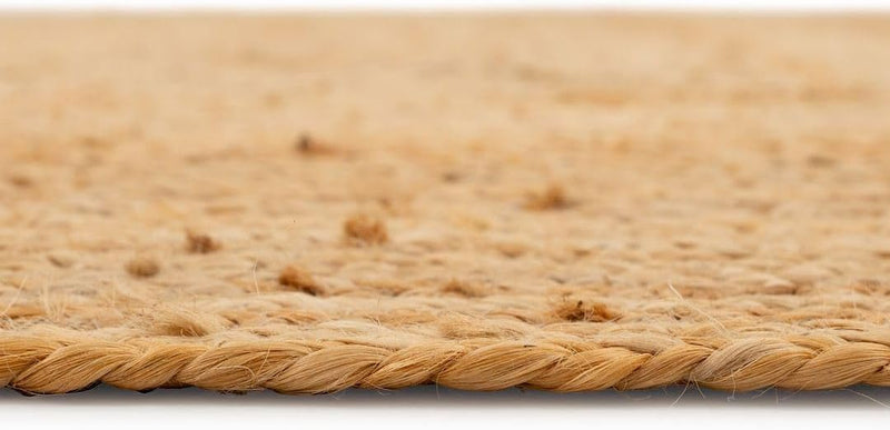 Natural Herringbone Cotton Border Jute Area Rug Soft