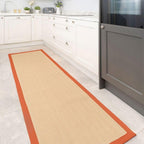 Natural Herringbone Cotton Border Jute Area Rug Soft