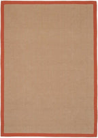 Natural Herringbone Cotton Border Jute Area Rug Soft