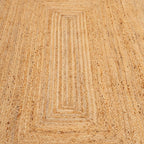 Natural Herringbone Cotton Border Jute Area Rug Soft