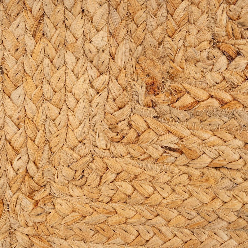 Natural Herringbone Cotton Border Jute Area Rug Soft
