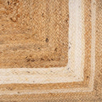 Natural Herringbone Cotton Border Jute Area Rug Soft