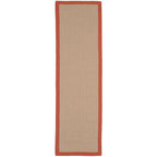 Natural Herringbone Cotton Border Jute Runner Rug