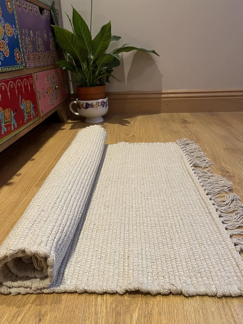 Natural Hush Soft Cotton Rug in Muted Hand