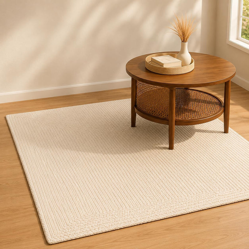 Natural Jute Area Rug Reversible Braided Farmhouse Rectangular