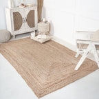 Natural Jute Area Rug Reversible Braided Farmhouse Rectangular