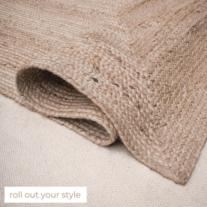 Natural Jute Area Rug Reversible Braided Farmhouse Rectangular
