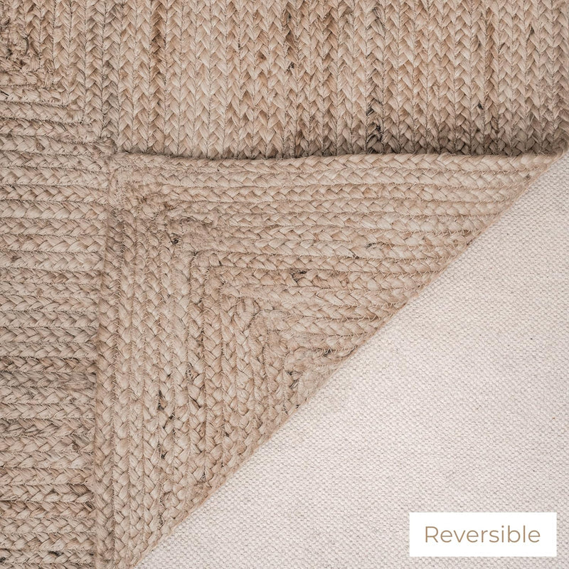 Natural Jute Area Rug Reversible Braided Farmhouse Rectangular