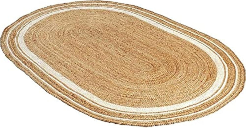 Natural Jute Hand Braided Oval Shape Area Rug
